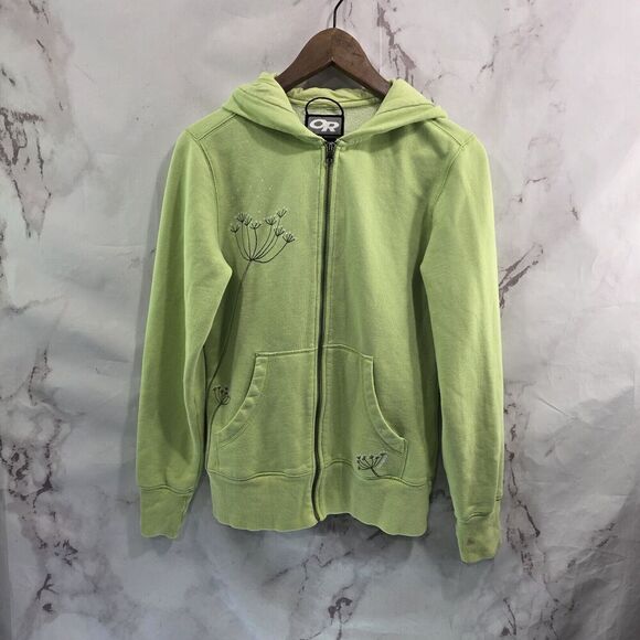 Outdoor Research Hoodie Women Medium Green Embroidered Zip Sweatshirt Dandelion - Picture 1 of 12